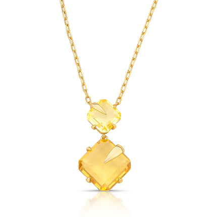 Colar Prisma Dourado com Cristal Amarelo