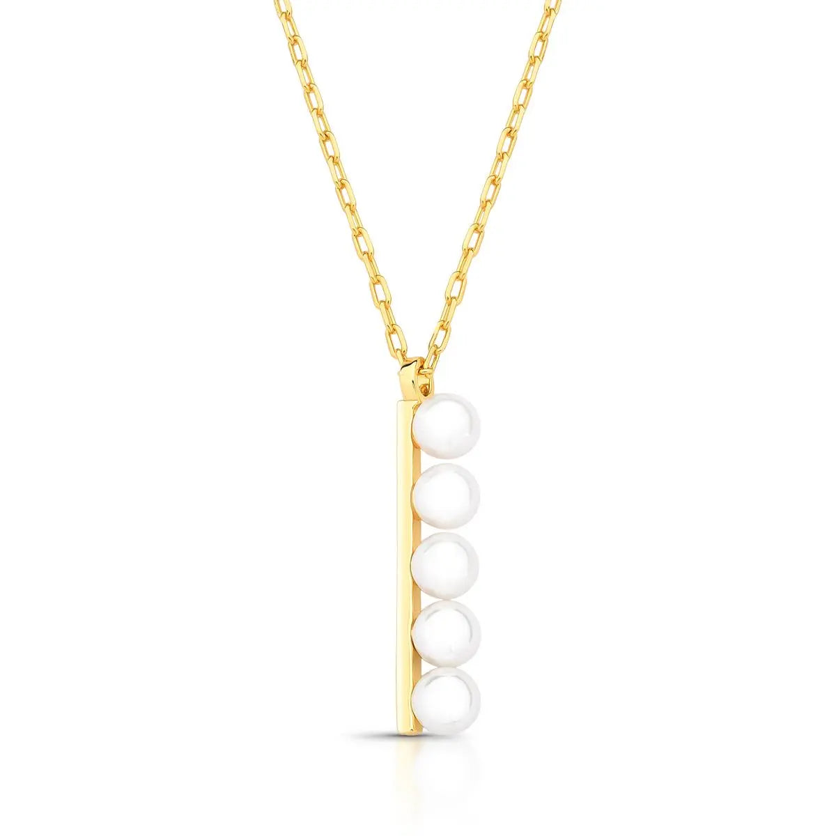 COLAR COM PINGENTE CURVO DE PÉROLA SHELL BANHADO A OURO