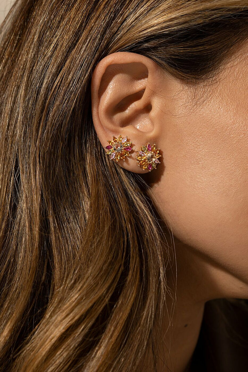 Brinco Flor de Cristais