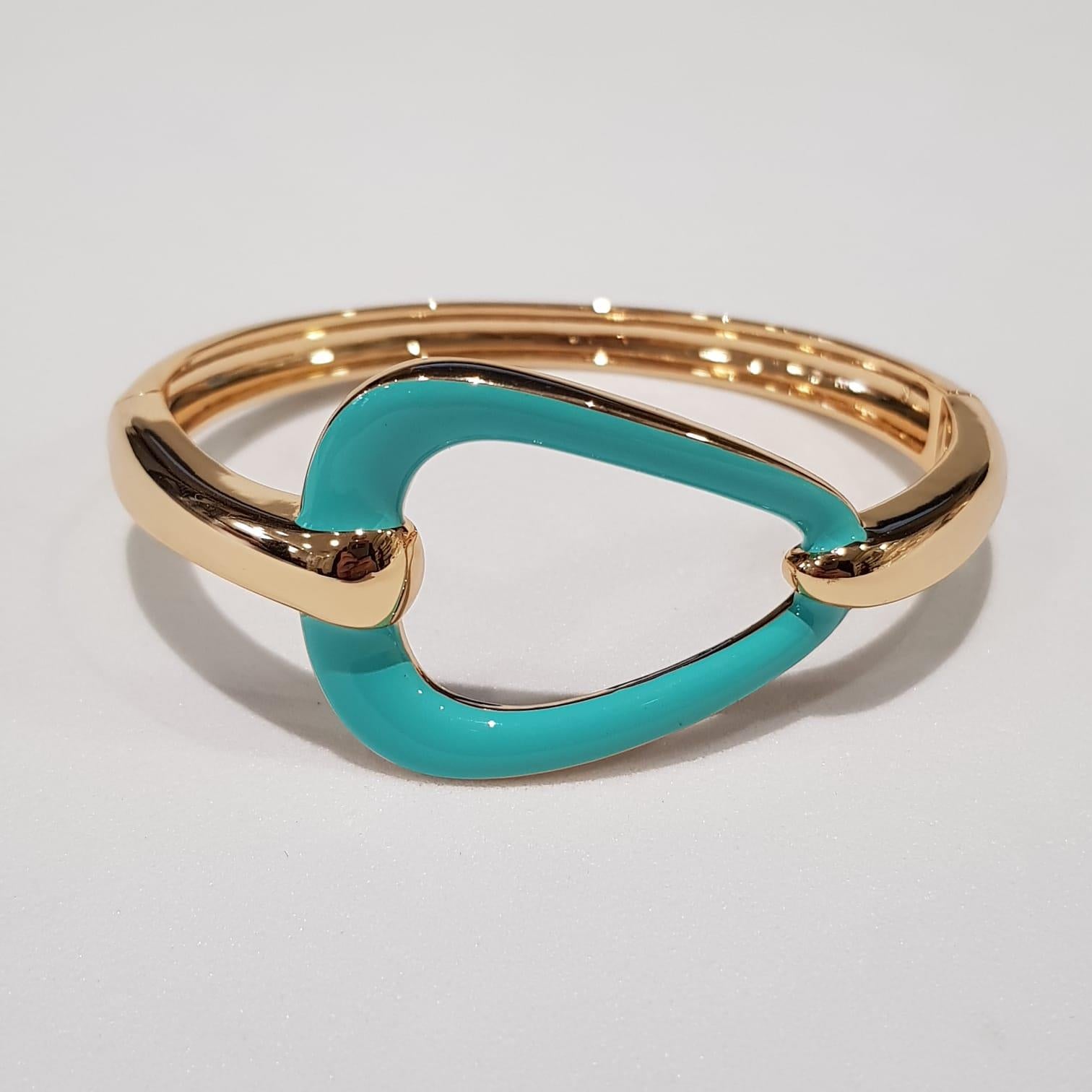 Bracelete Coração Orgânico Turquesa Banhado a Ouro