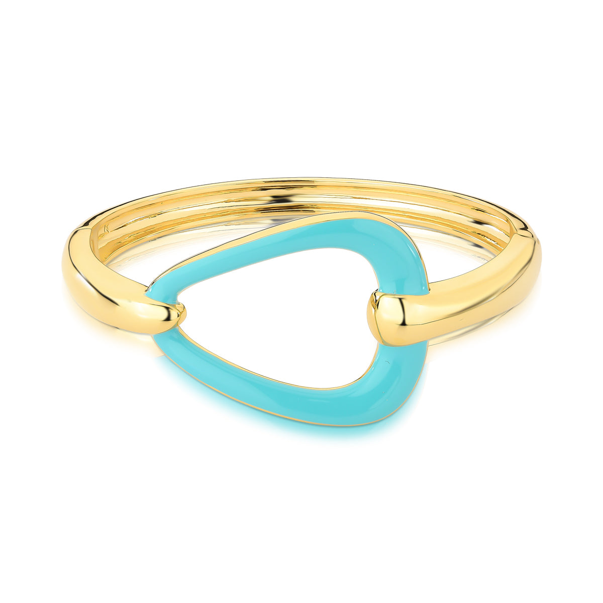 Bracelete Coração Orgânico Turquesa Banhado a Ouro