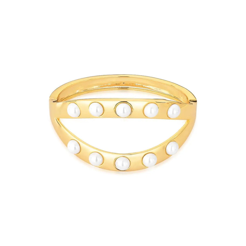 Bracelete Duplo Pérolas Shell Banhado a Ouro
