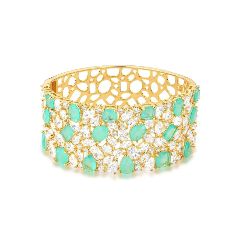Bracelete Cristais Turmalina Fusion & Zircônias Banhado a Ouro