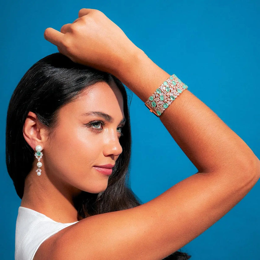 Bracelete Cristais Turmalina Fusion & Zircônias Banhado a Ouro