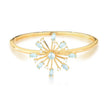 Bracelete Flor Água-Marinha Cravejado Banhado a Ouro