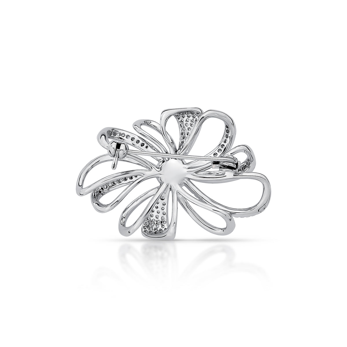 Broche Flor Perola Zirconia