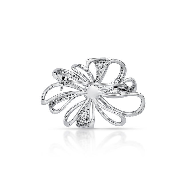 Broche Flor Perola Zirconia
