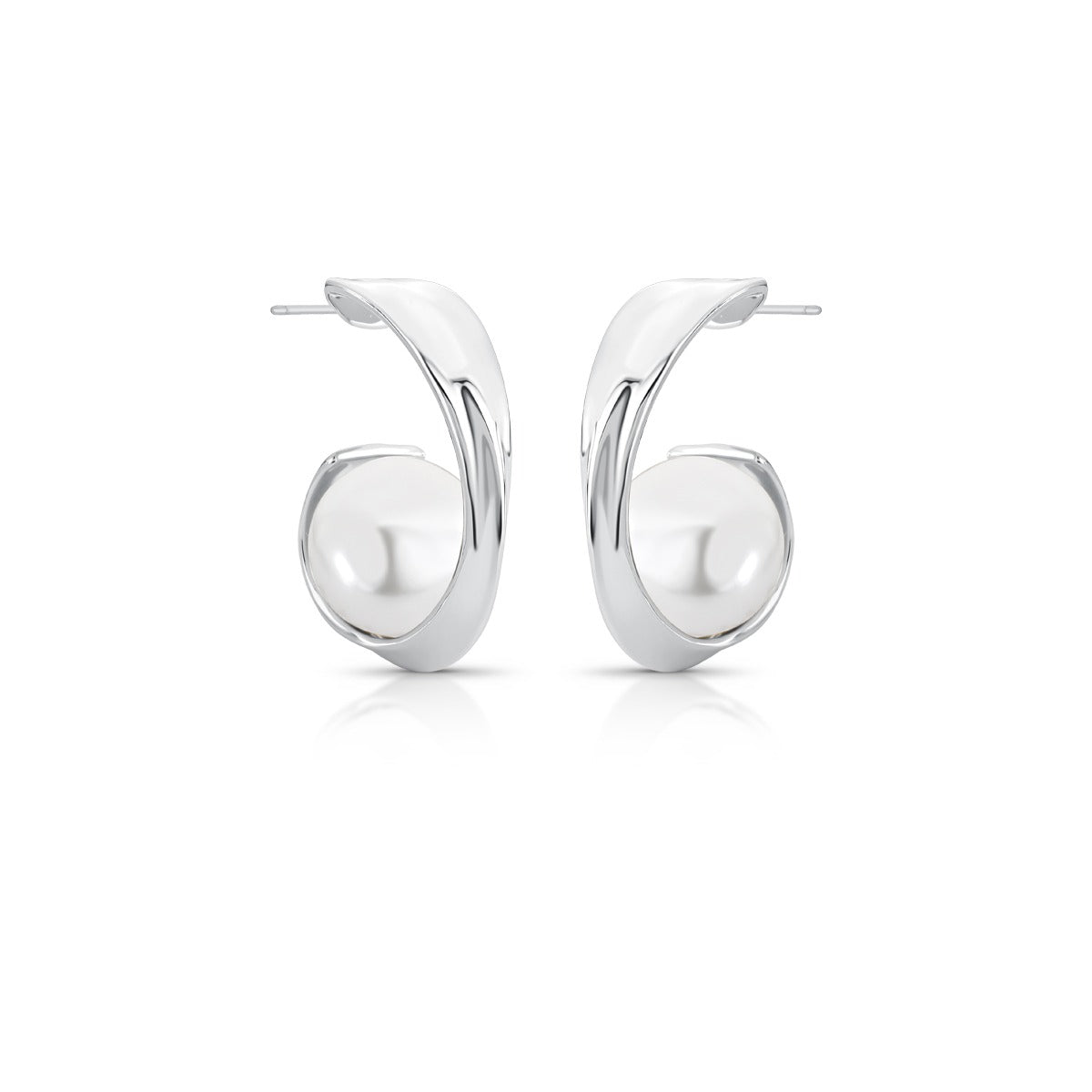 Brinco Argola Escultural com Pérola Shell