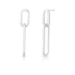 Brinco Elos Vazados Longos em Ródio Branco