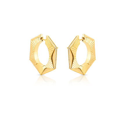 Argola Geométrica com Zircônias – Ouro 18k