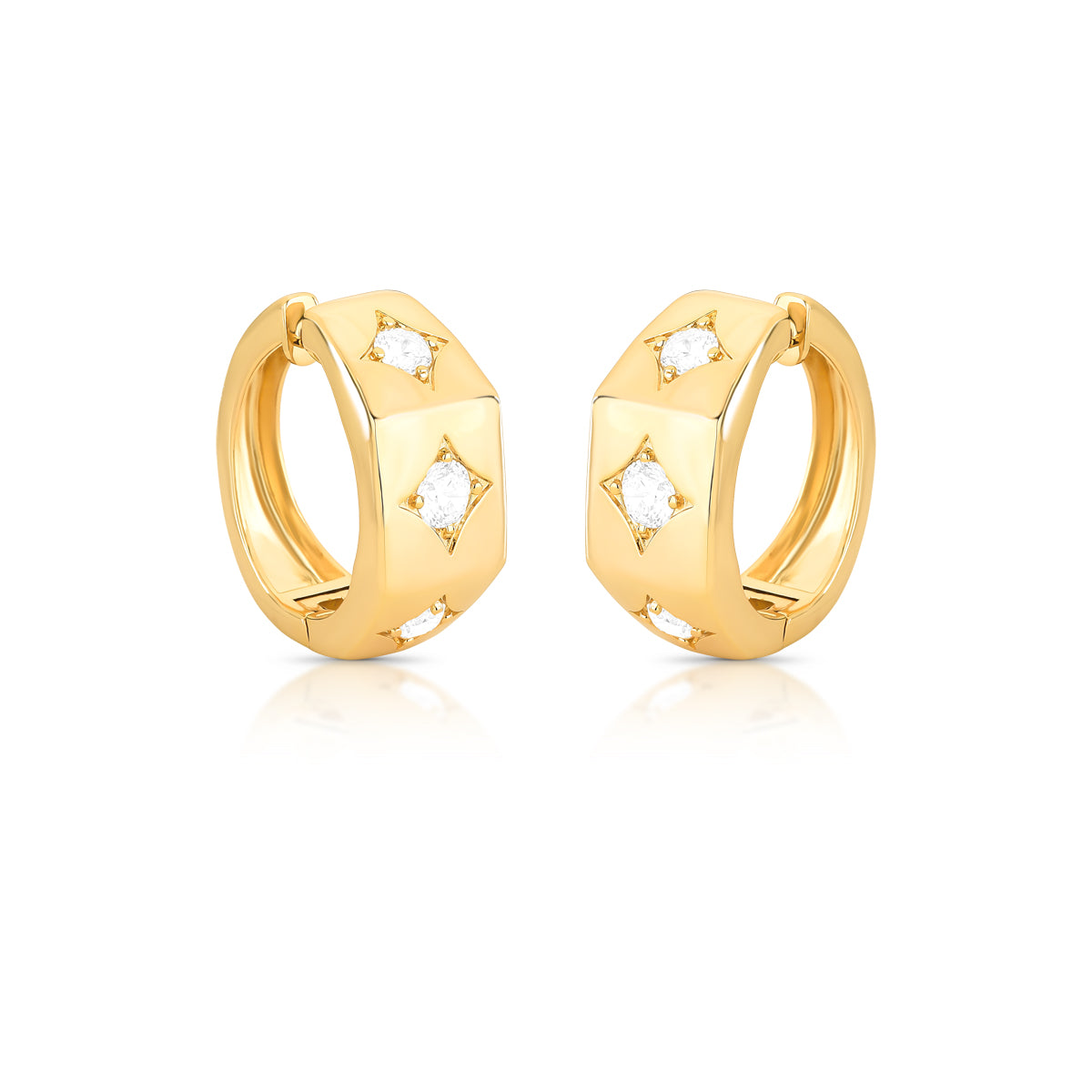 Argola Losango com Zircônias (Banho Ouro 18k)