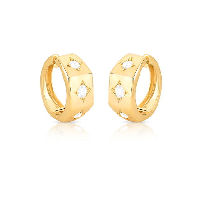 Argola Losango com Zircônias (Banho Ouro 18k)