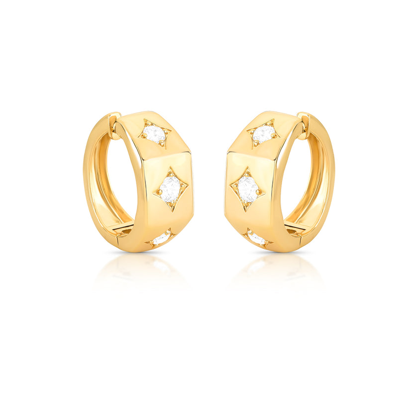 Argola Losango com Zircônias (Banho Ouro 18k)