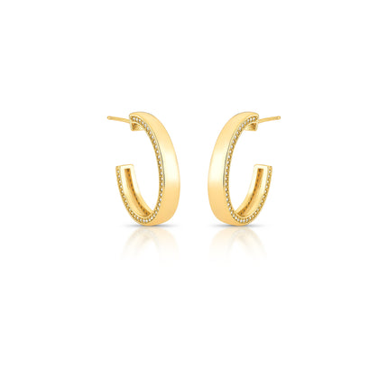 Brinco Meia-Argola Lisa com Detalhe de Pontos – Banho Ouro 18k