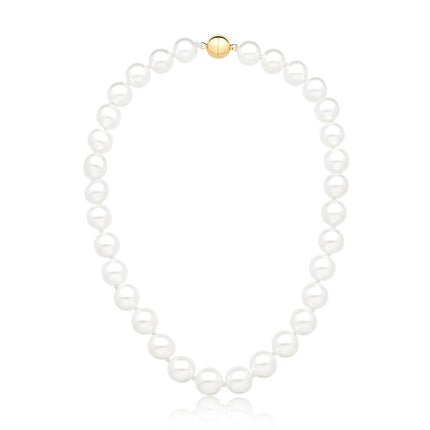 Colar  Perola Shell fecho Bola Dourado