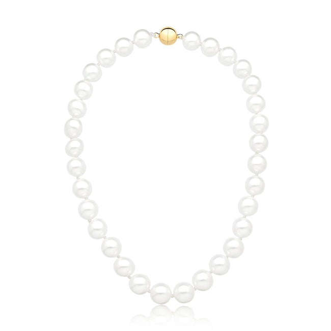 Colar  Perola Shell fecho Bola Dourado