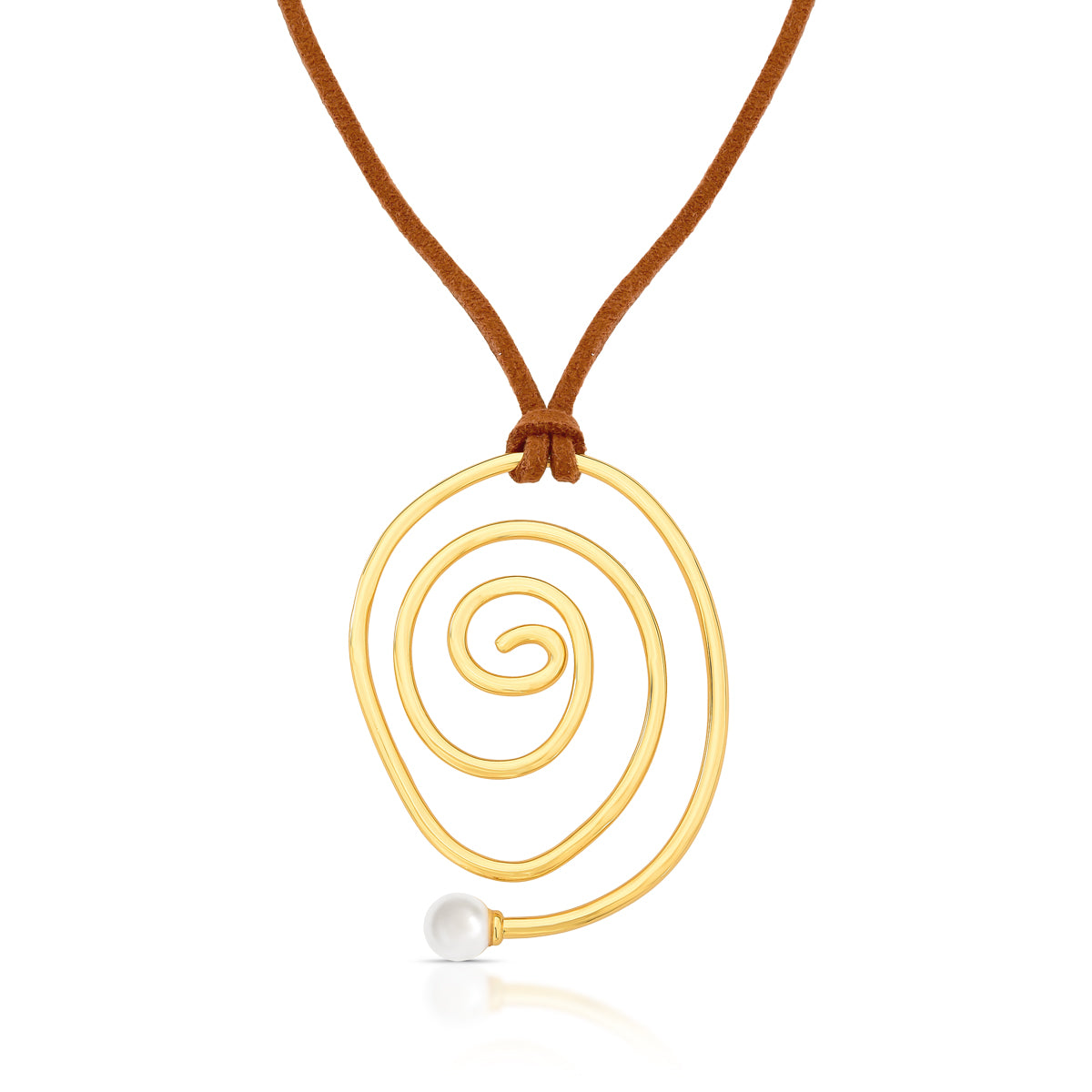 Colar Espiral com Pérola – Banho Ouro 18k