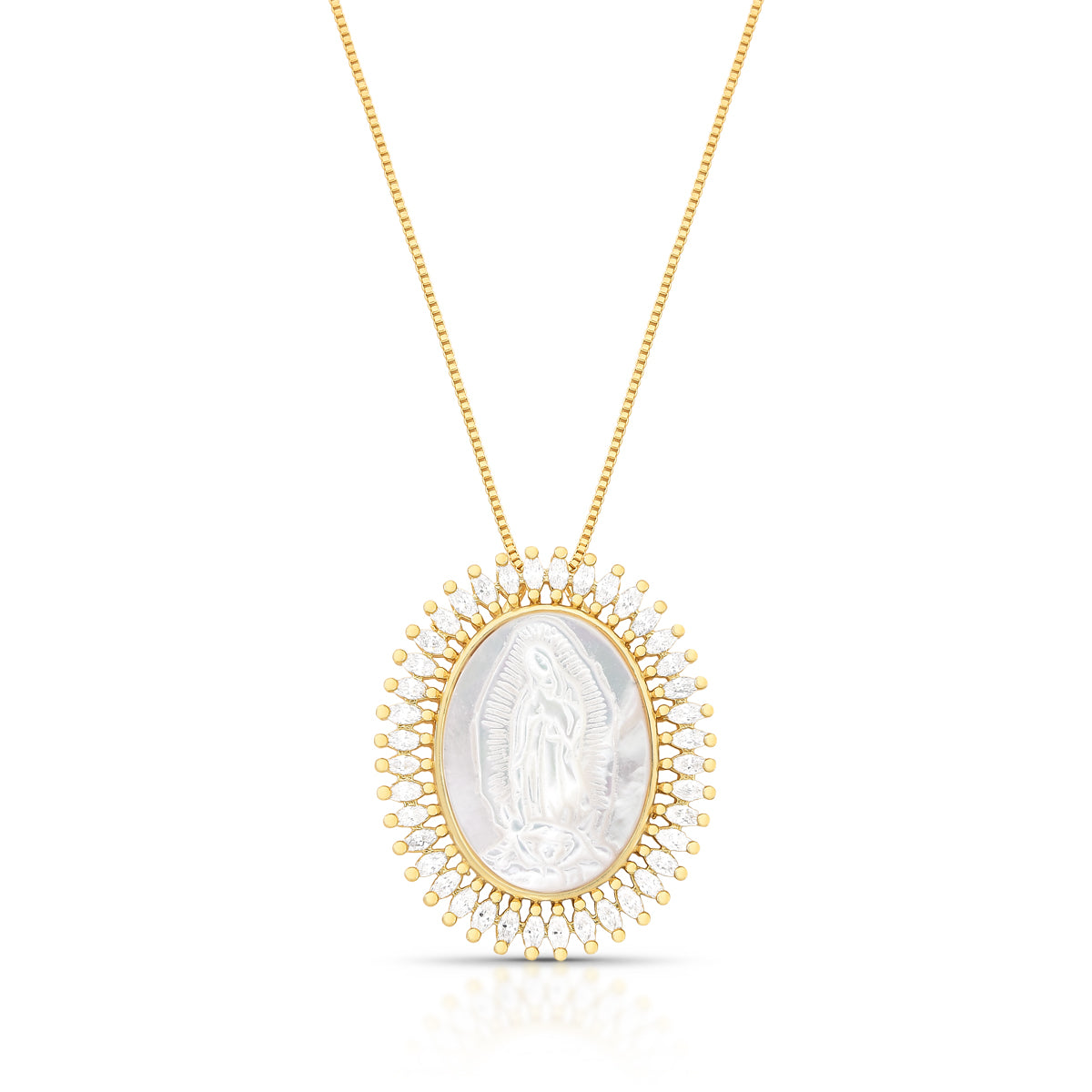 Colar Nossa Senhora de Guadalupe Oval com Cristais – Vivere Selection