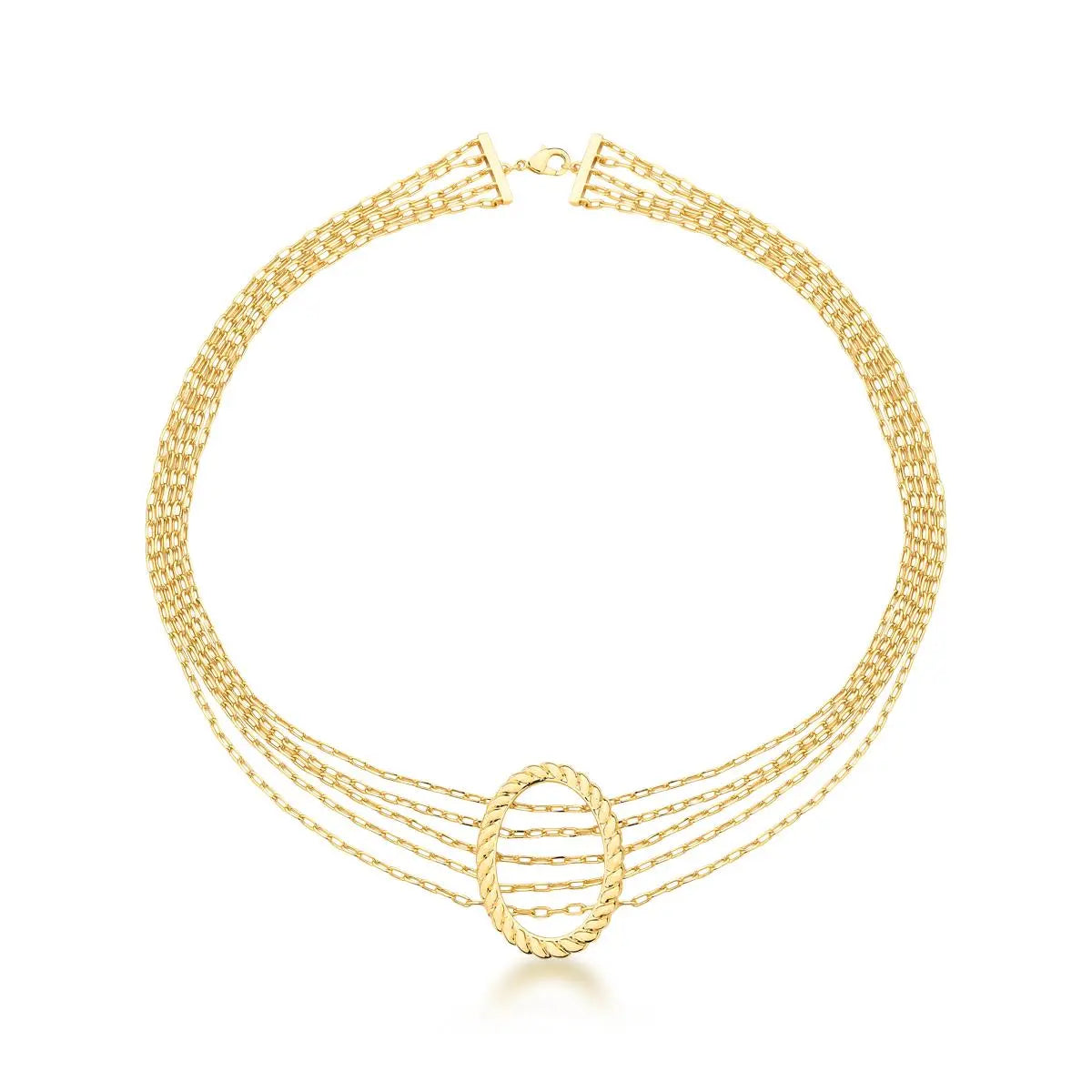 Colar Cinco Voltas com Oval Trançado