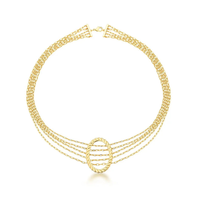 Colar Cinco Voltas com Oval Trançado