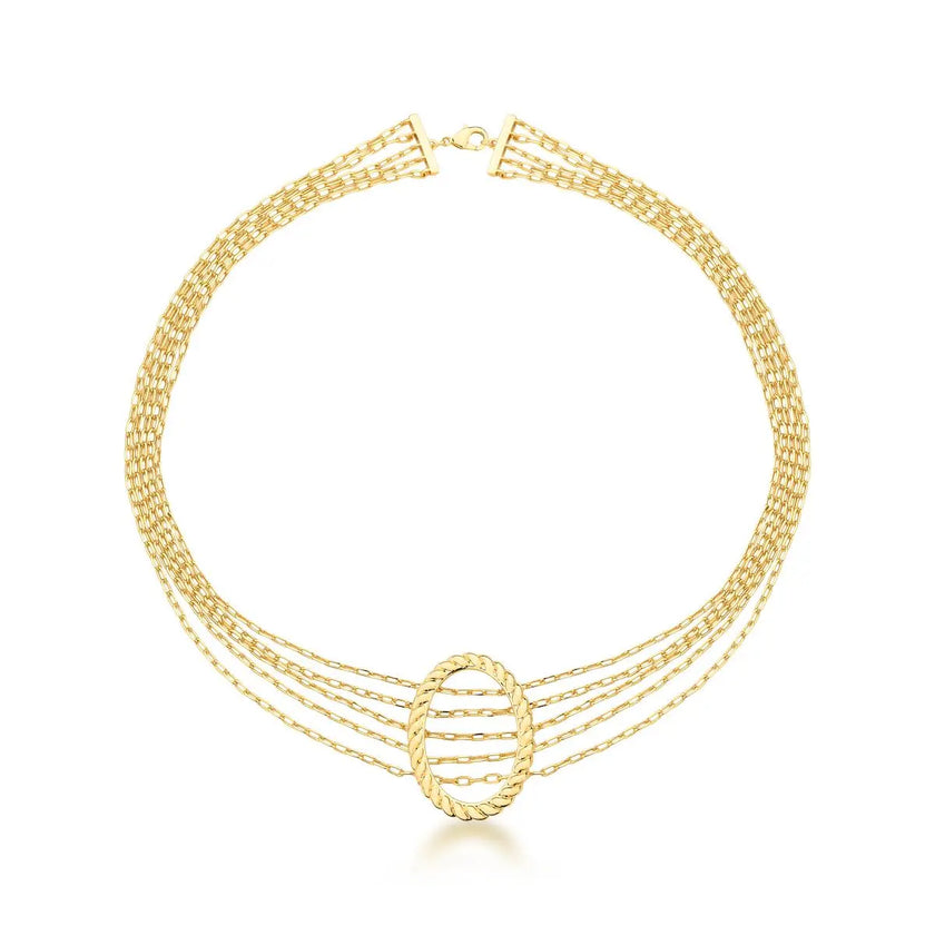 Colar Cinco Voltas com Oval Trançado