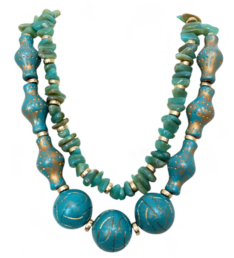 Linha Studio - Colar azul tecnica madeira