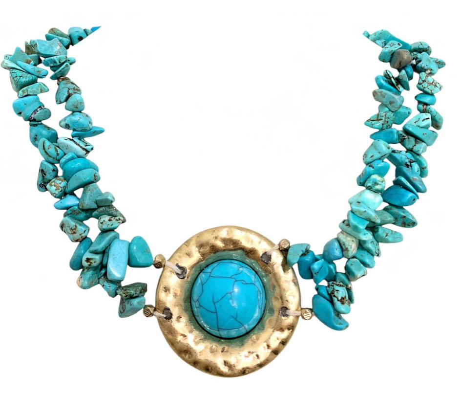 Linha Studio - Colar azul turquesa e metal