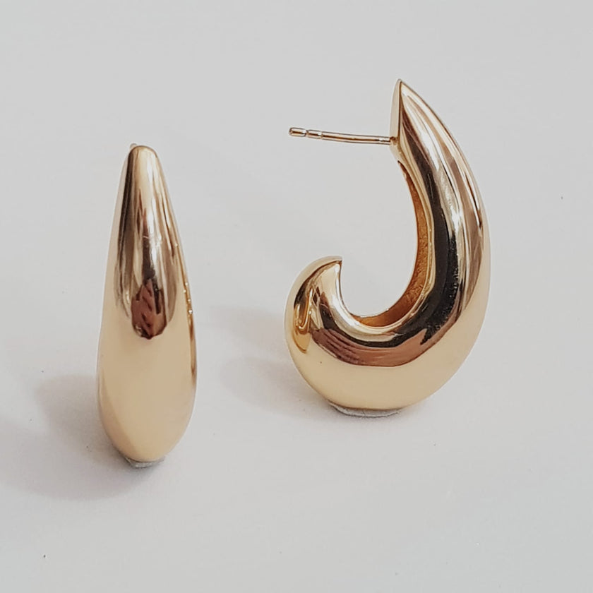 Brinco Gota Escultural – Dourado Espelhado