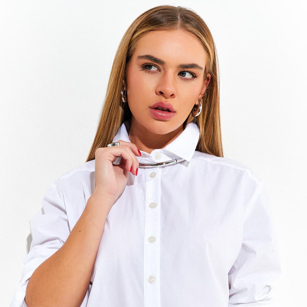 Brinco Gota Escultural – Ródio Espelhado