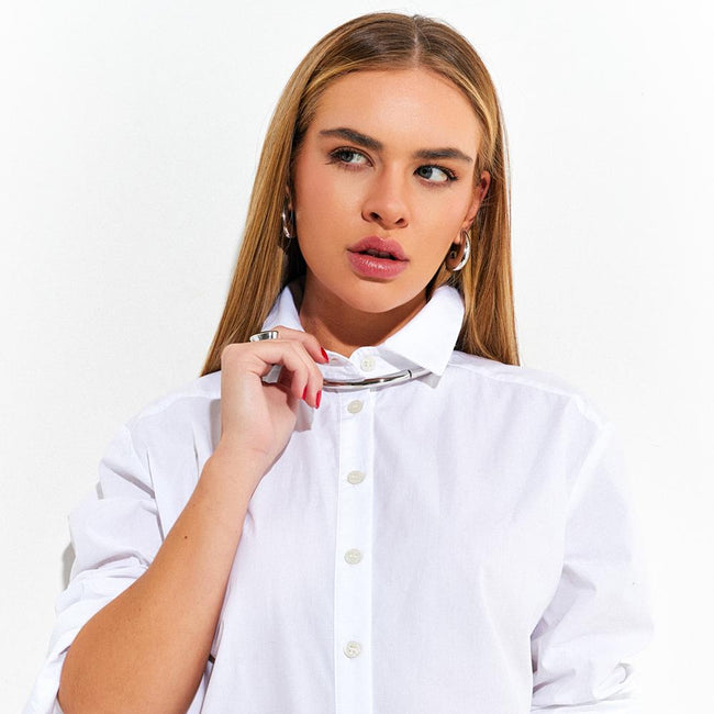 Brinco Gota Escultural – Ródio Espelhado