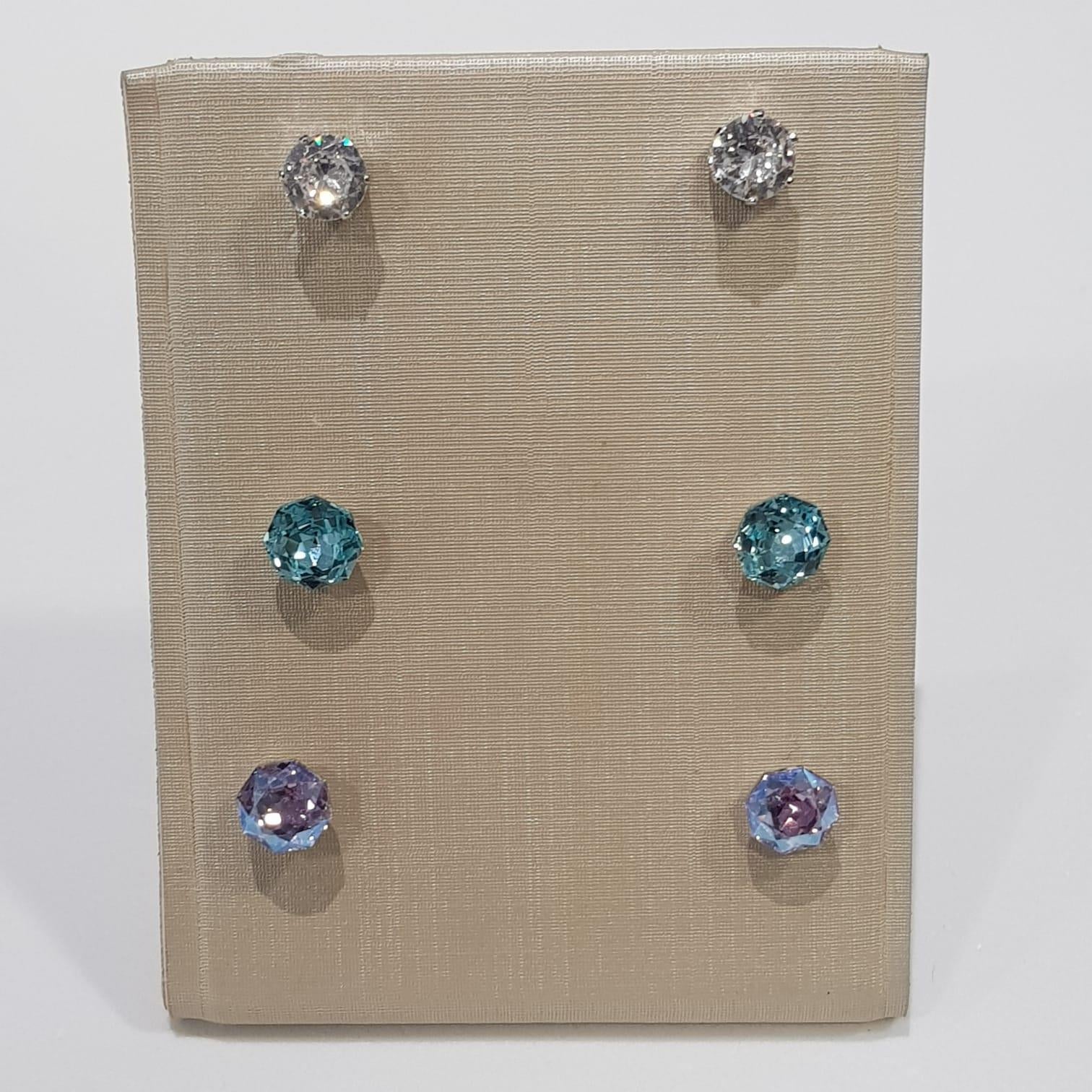 Trio de Brincos Cristais Aurora