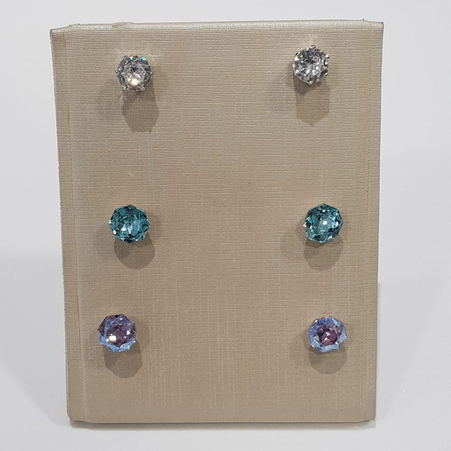 Trio de Brincos Cristais Aurora