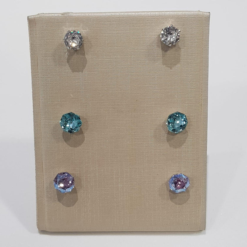 Trio de Brincos Cristais Aurora