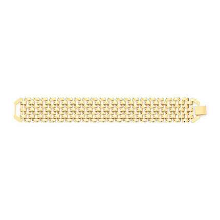 Pulseira Sete Fileiras Lisas & Vazadas | Banho Ouro 18K
