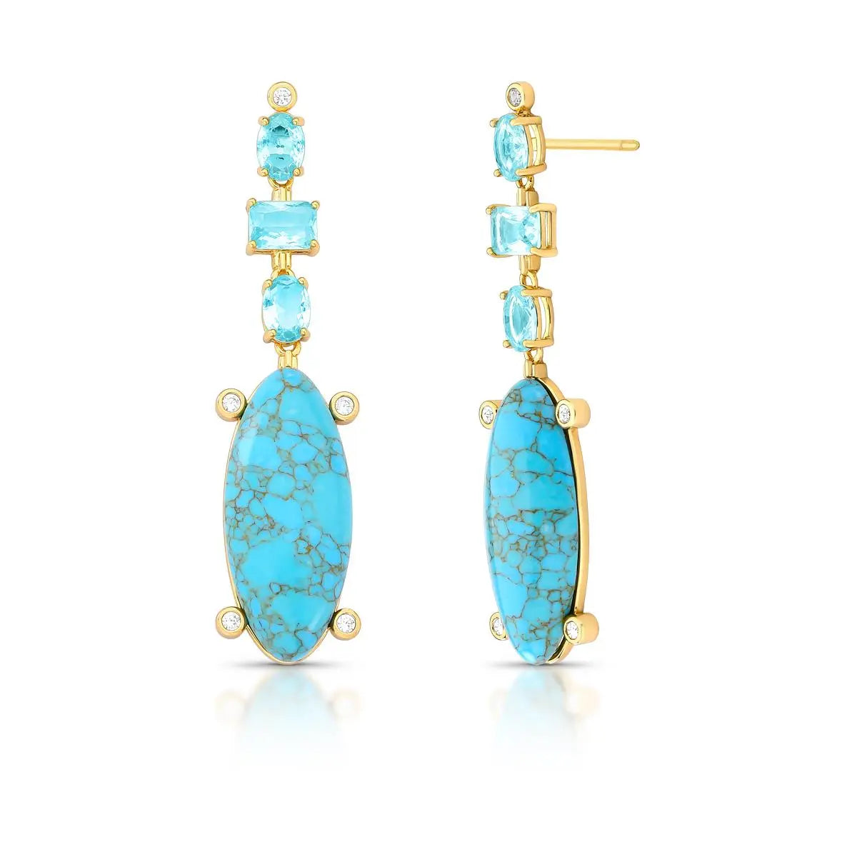 Brinco Longo Azul com Cristais – Rota das Águas