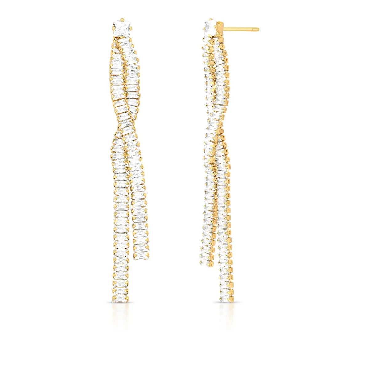 Brinco Pêndulo Trançado com Cristais