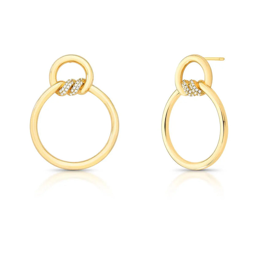 Brinco Redondo Vazado com Trançado de Zircônias