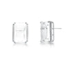 Brinco ICE Cristal em ródio branco com cristal retangular transparente lapidado e laterais cravejadas com zircônias da coleção ICE VN Collettiva.