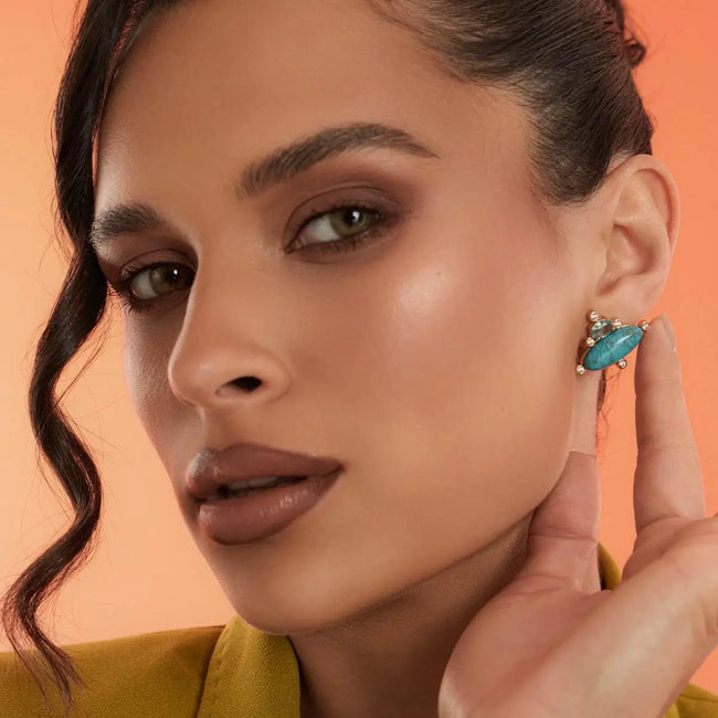 Brinco Navete Azul com Cristais - Rota das Águas