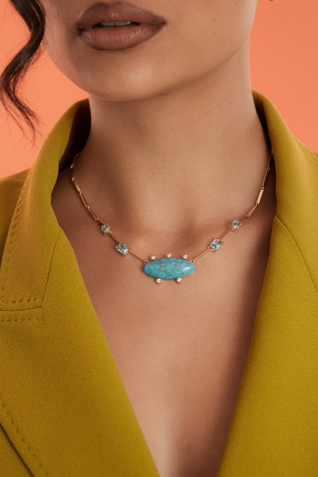 Colar Azul com Cristais | Rota das Águas