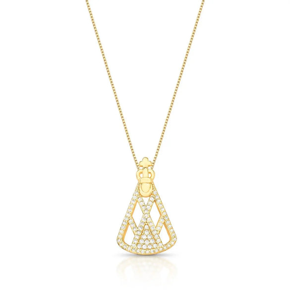 Colar Nossa Senhora Aparecida com zircônias banhado a ouro 18k da coleção Gestos de Fé VN Collettiva