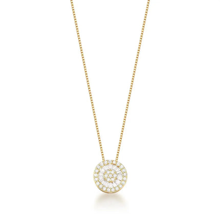 Colar Aurora com pingente circular em zircônias baguete e banho ouro 18k da coleção Presença VN Collettiva.