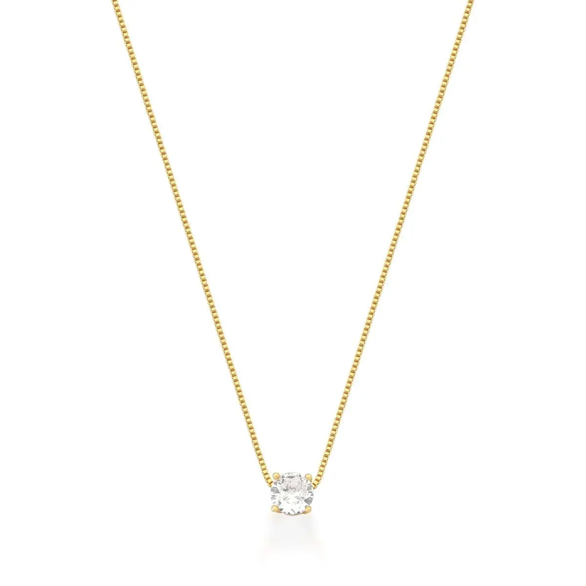Colar ponto de luz com cristal incolor de 5mm e banho ouro 18k da coleção Essenciais de Luz VN Collettiva.