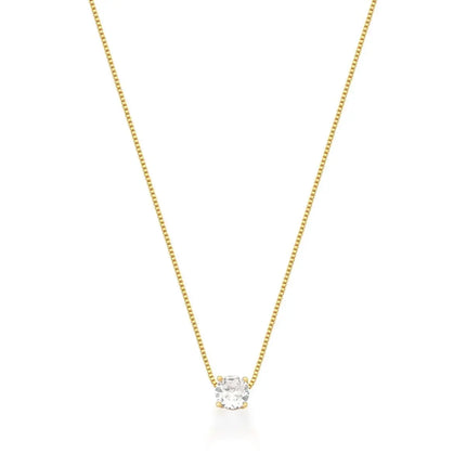 Colar ponto de luz com cristal incolor de 5mm e banho ouro 18k da coleção Essenciais de Luz VN Collettiva.