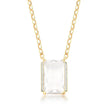 Colar ICE Cristal com pingente retangular transparente e banho ouro 18k, corrente de 60 cm.
