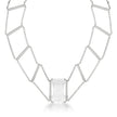 Choker ICE Cristal em ródio branco com cristal retangular transparente central, barras geométricas com zircônias e design contemporâneo da coleção ICE VN Collettiva.