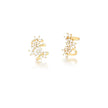 PIERCING DE ORELHA DE FLORES E CRISTAIS BANHADO A OURO
