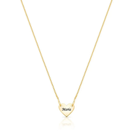 Colar 1 coração personalizado com nome em banho ouro 18k VN Collettiva