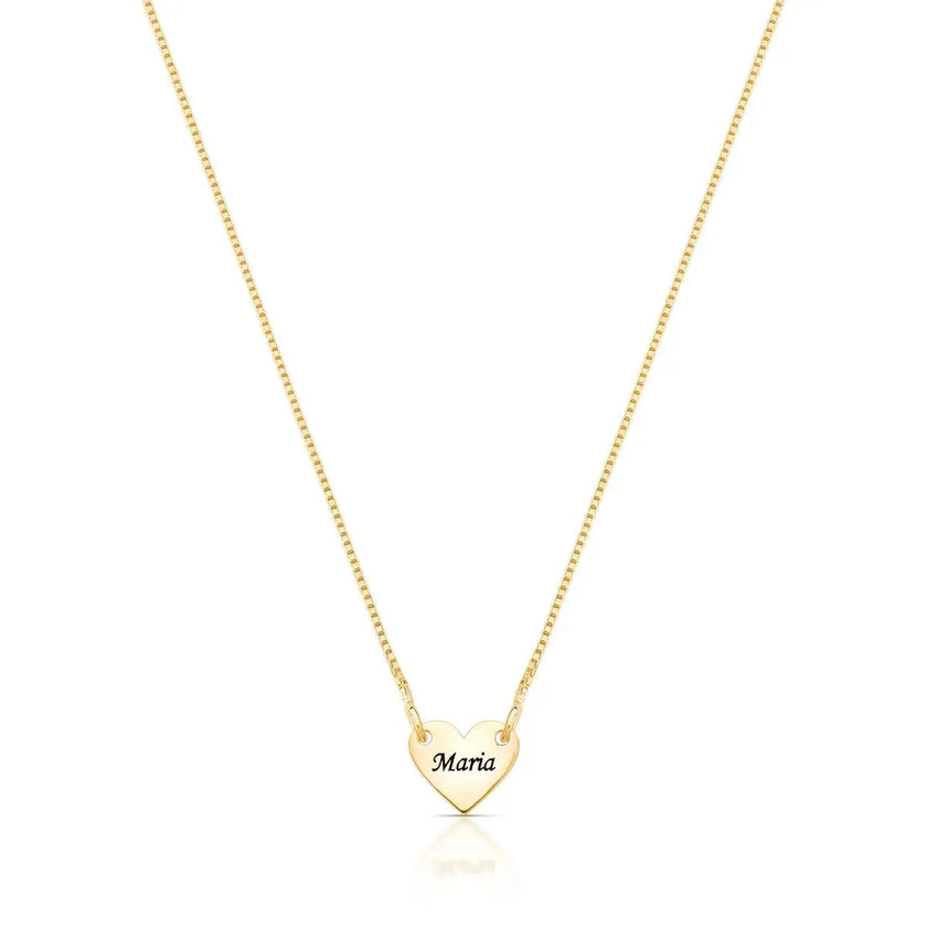 Colar 1 coração personalizado com nome em banho ouro 18k VN Collettiva