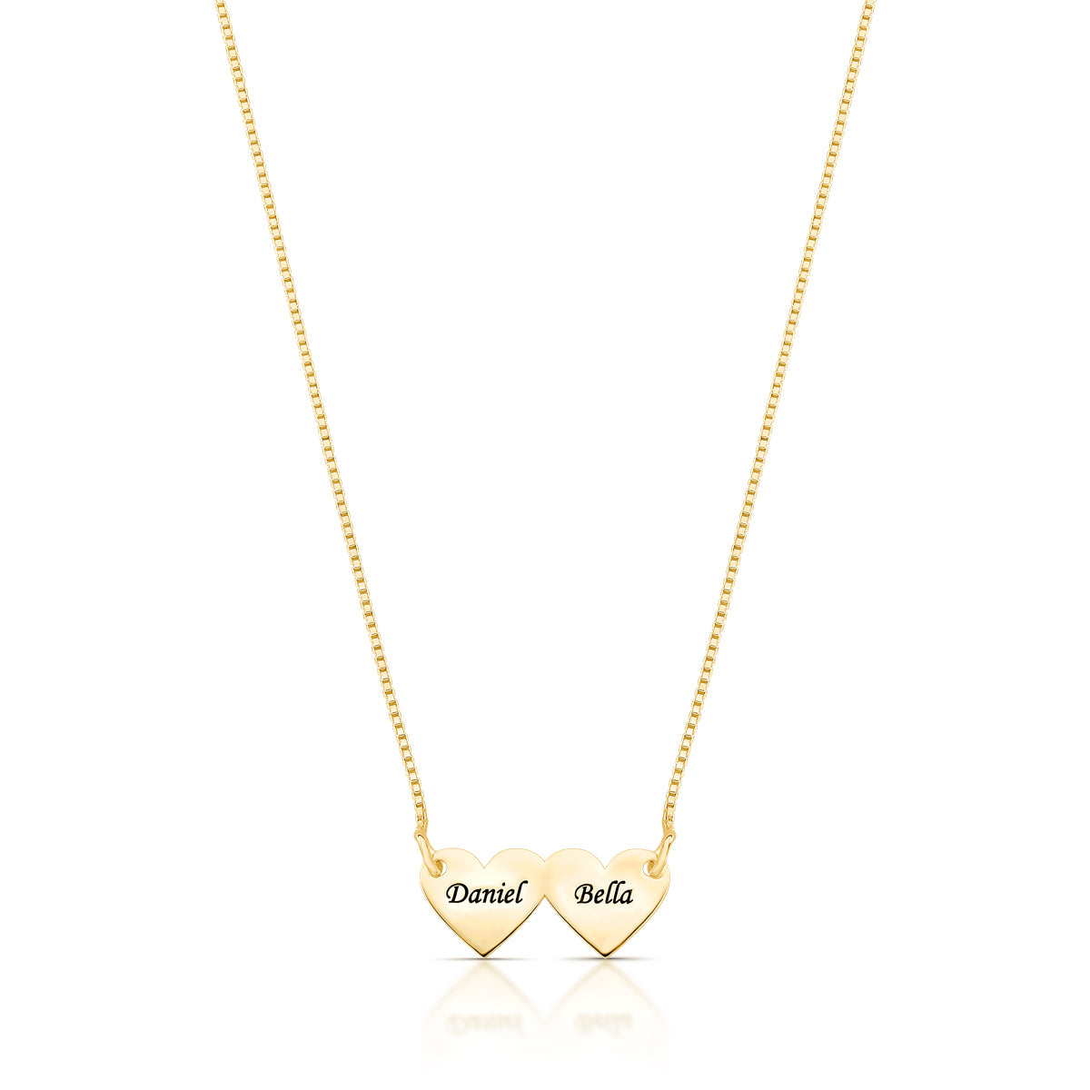 Colar 2 corações personalizados com nomes afetivos em banho ouro 18k VN Collettiva
